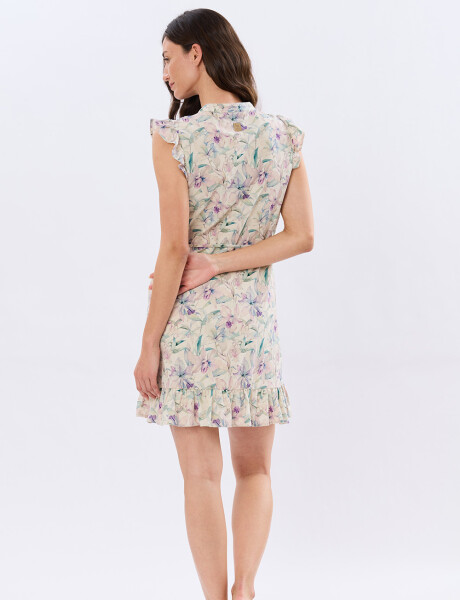 VESTIDO ESTAMPADO DE LINO Lila
