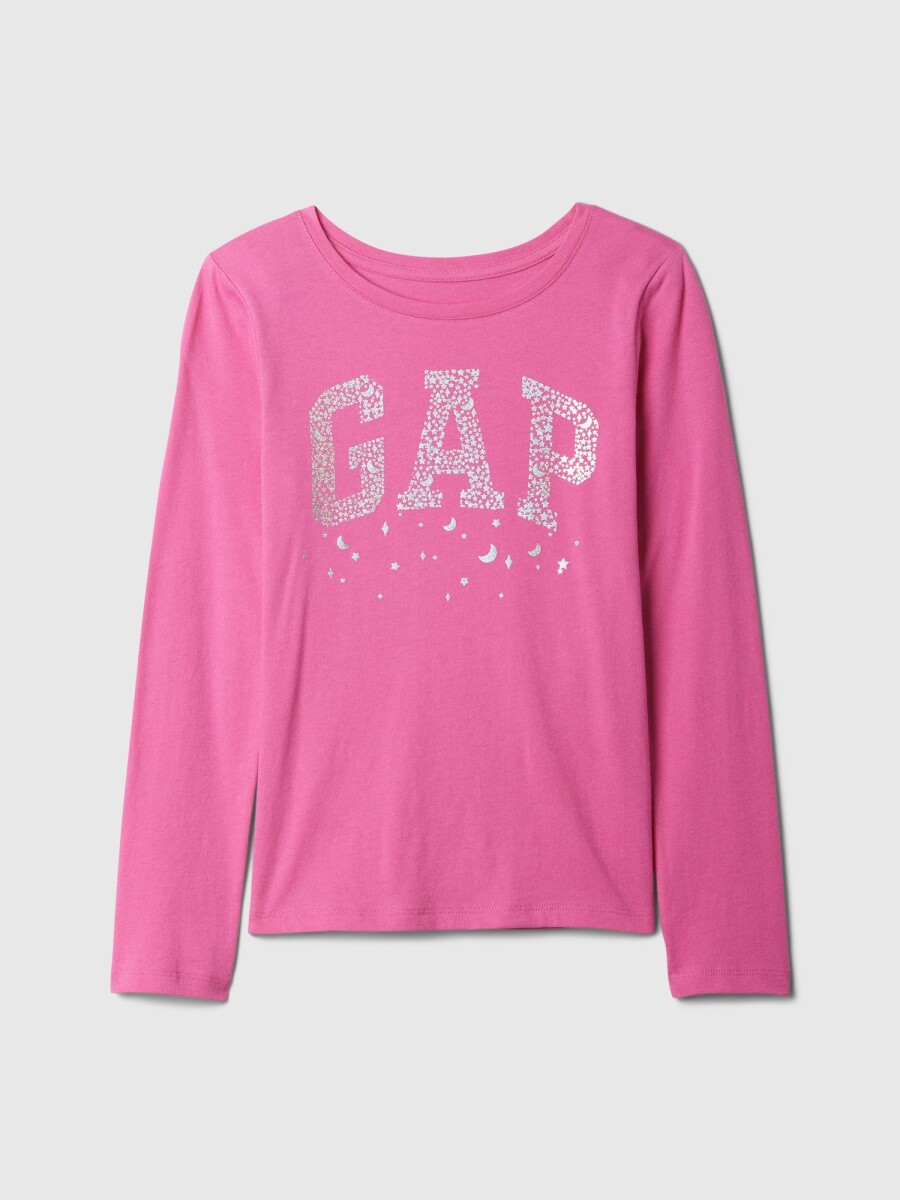 Remera Gráfico Manga Larga Niña - Happy Pink 