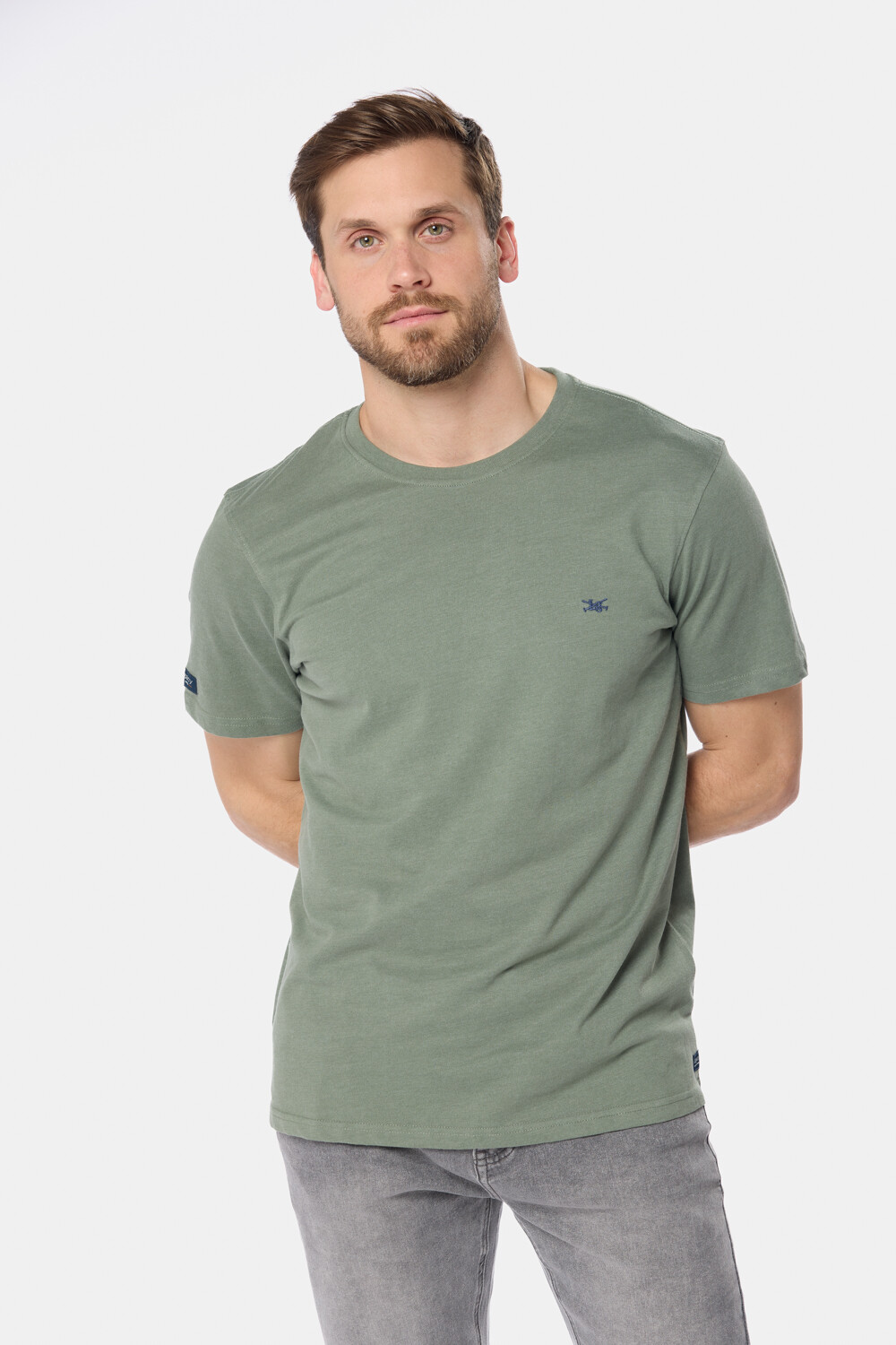 REMERA LISA DE ALGODÓN Verde melange