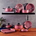 BATERIA DE COCINA TRAMONTINA LINZ 10 PIEZAS ROSA