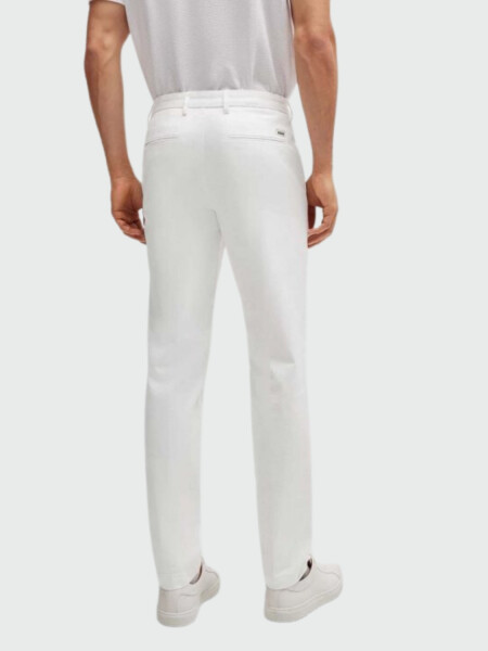HUGO BOSS Chinos Slim-Fit en Gabardina de Algodón Elástico Blanco