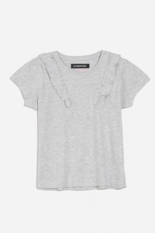 Remera con volado GRIS MELANGE