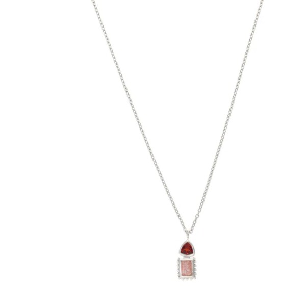 Cadena Pendiente-Plata 925-Piedra Granate y Cuarzo Cherry-CD2009 Conpiedra