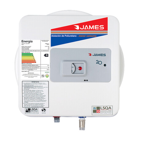 TERMOTANQUE 20 LTS 20 LITROS ACERO BLANCO JAMES SALIDA INFERIOR