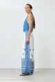 Pantalón estampado con guarda azul