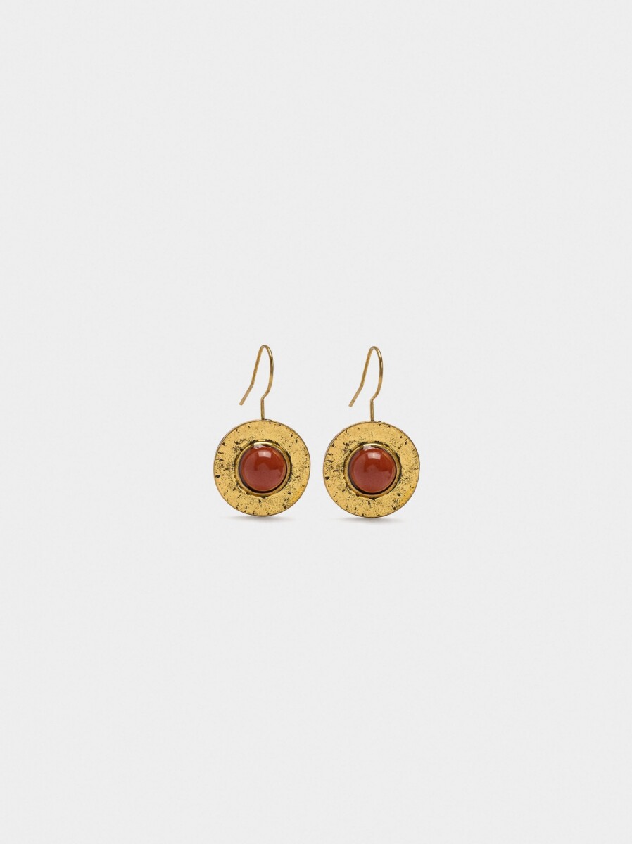 Pendientes Redondos Con Piedra - naranja 