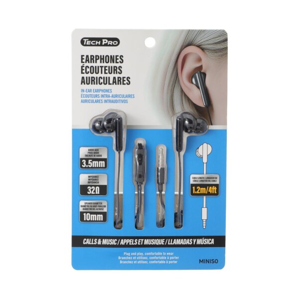 Auriculares con cable Tech negro