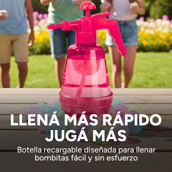 Bombitas De Agua 300 Unidades + Botella De Recarga Color Rosa