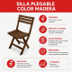Silla Plegable Simil Madera Reforzada Plástico MARRON