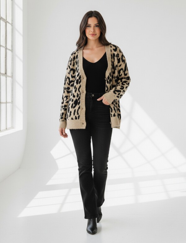 Cardigan Animal Print TOSTADO/MULTI
