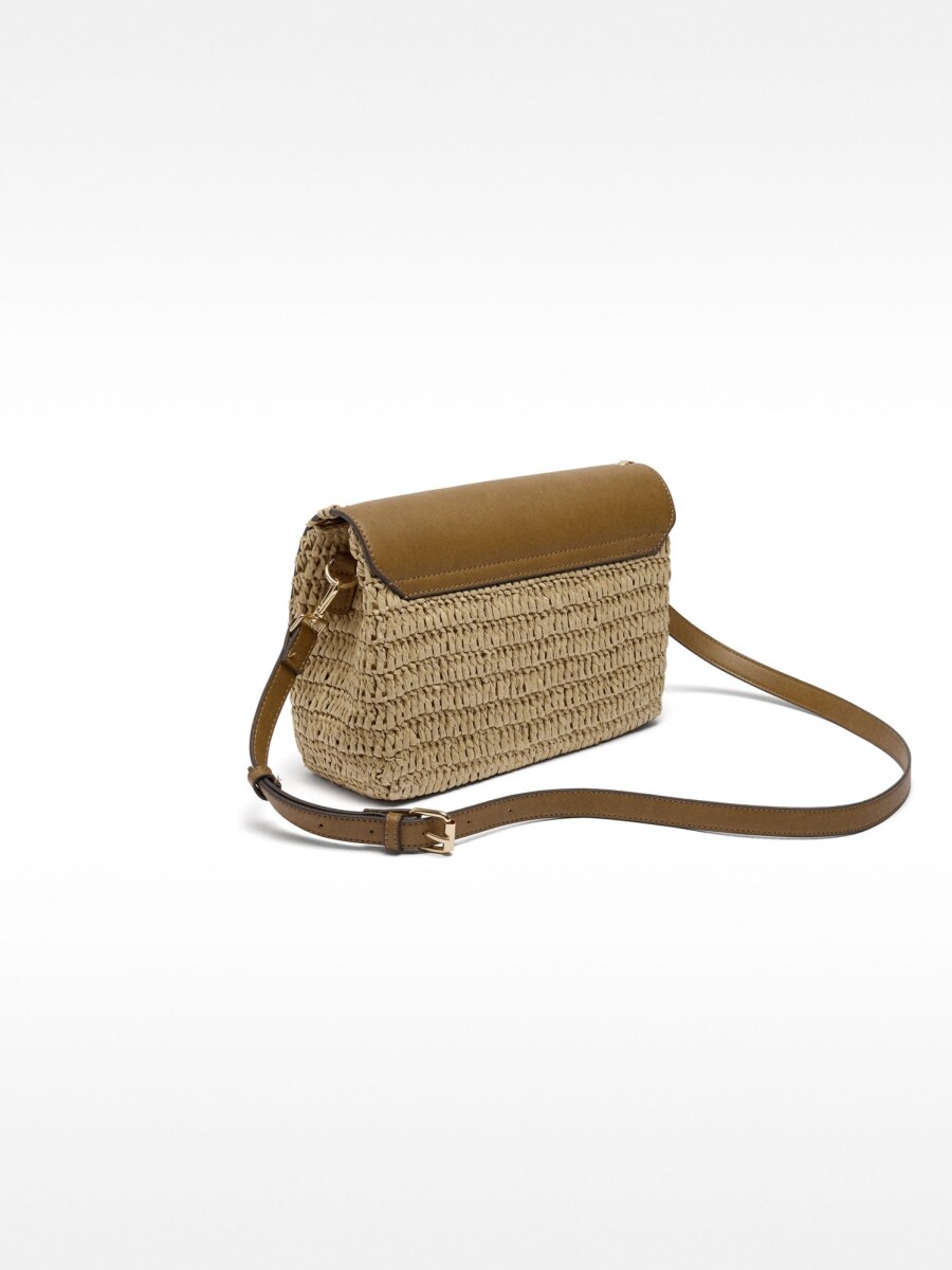 Bolso Bandolera De Efecto Rafia Con Solapa camel