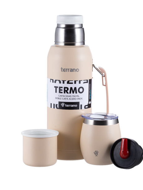 Set Acero 1Lt. Mate con Tapa Taupe