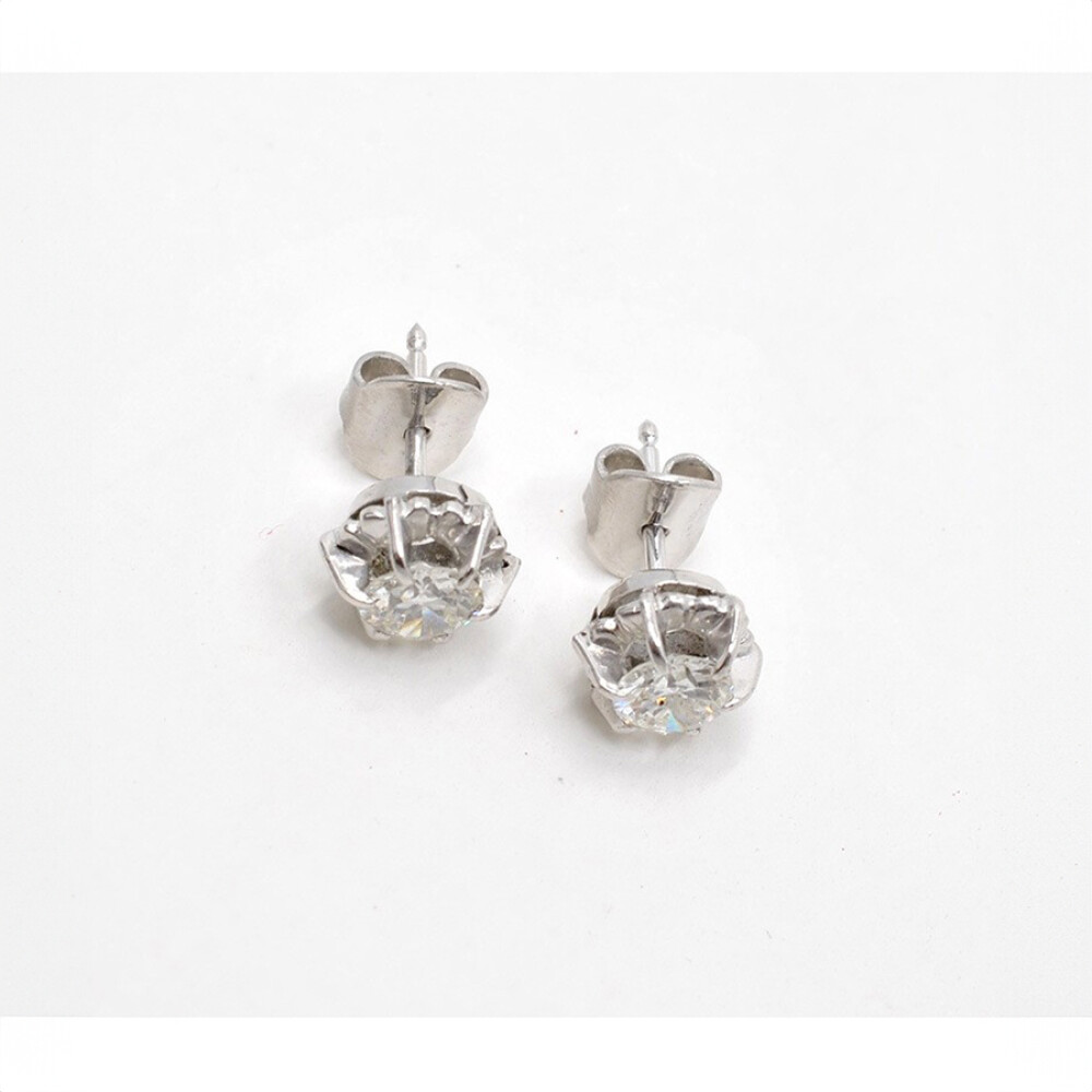 Caravanas En Oro 18K Blanco Y Brillantes 1.20 Ct Caravanas En Oro 18K Blanco Y Brillantes 1.20 Ct