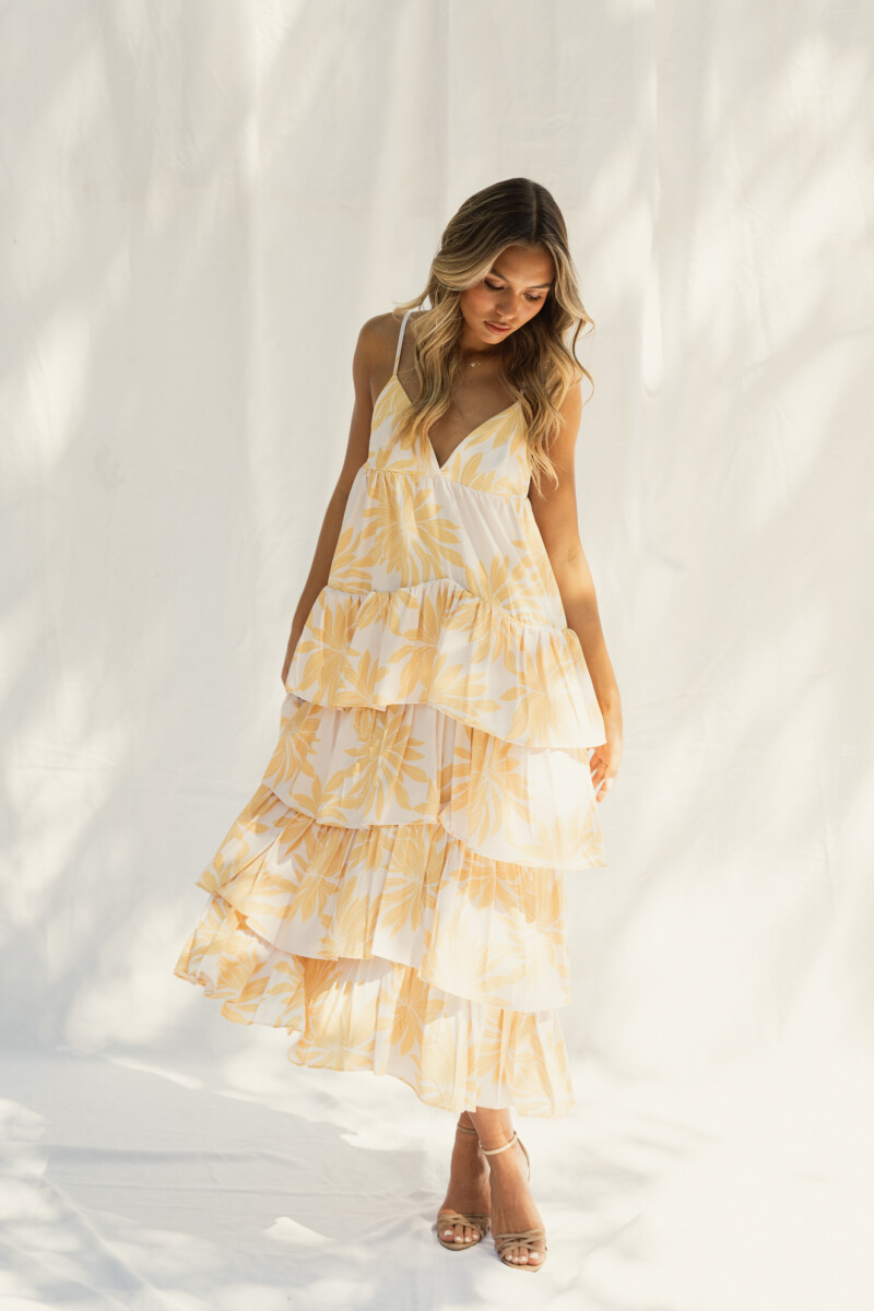 VESTIDO SERENELLA MAXI GOLD SPRING BOUQUET 
