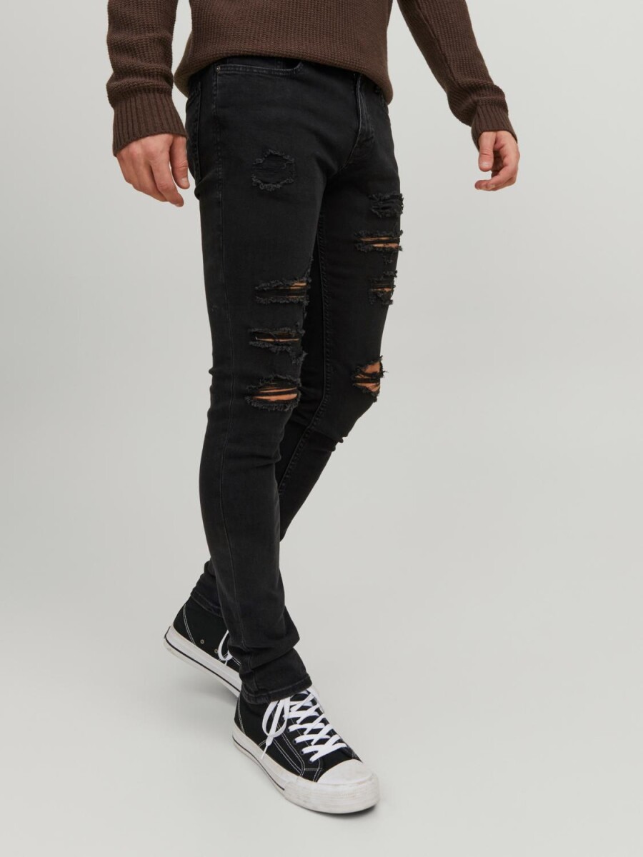 Jeans Skinny Fit "liam" Tejido Súper Elástico - Black Denim 