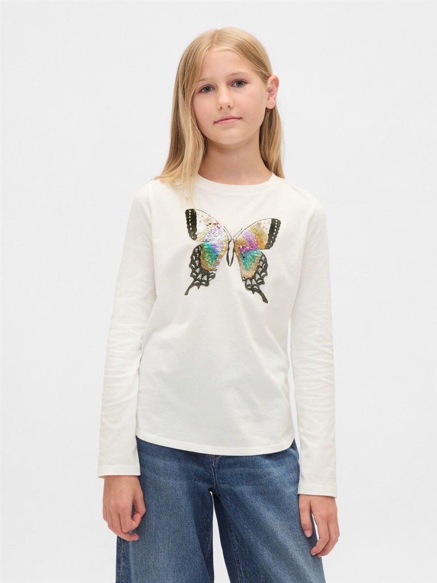 Remera Lentejuelas Niña - New Off White Opt1 