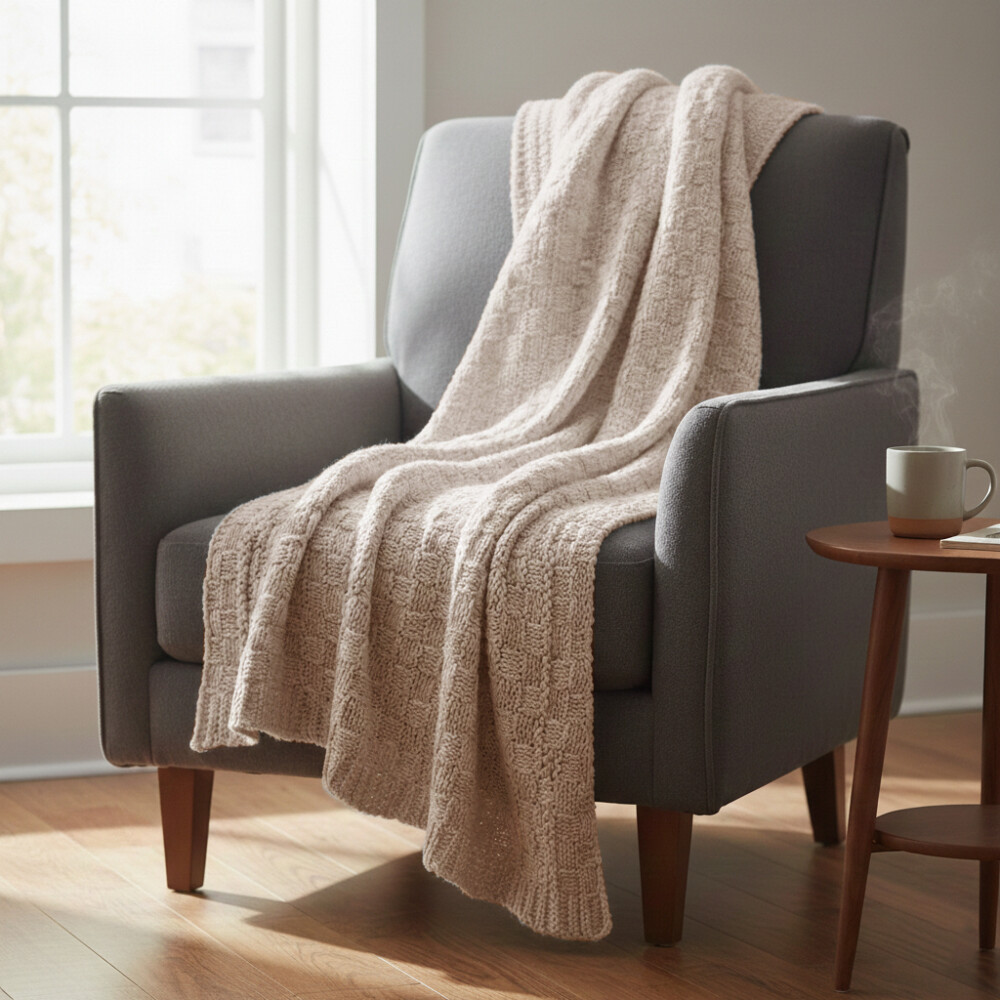 Manta Tejida 125x150 - Sierra - Pilar Beige