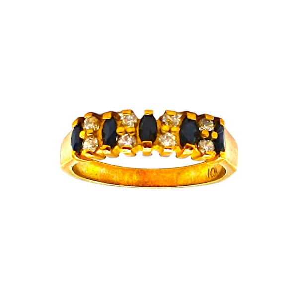 Anillo Vera-Oro Bajo-Piedra Zafiro y Zirconia-AN8115 conpiedra