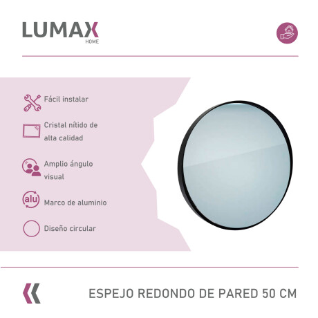 Espejo redondo de pared Lumax Diámetro 50cm Negro