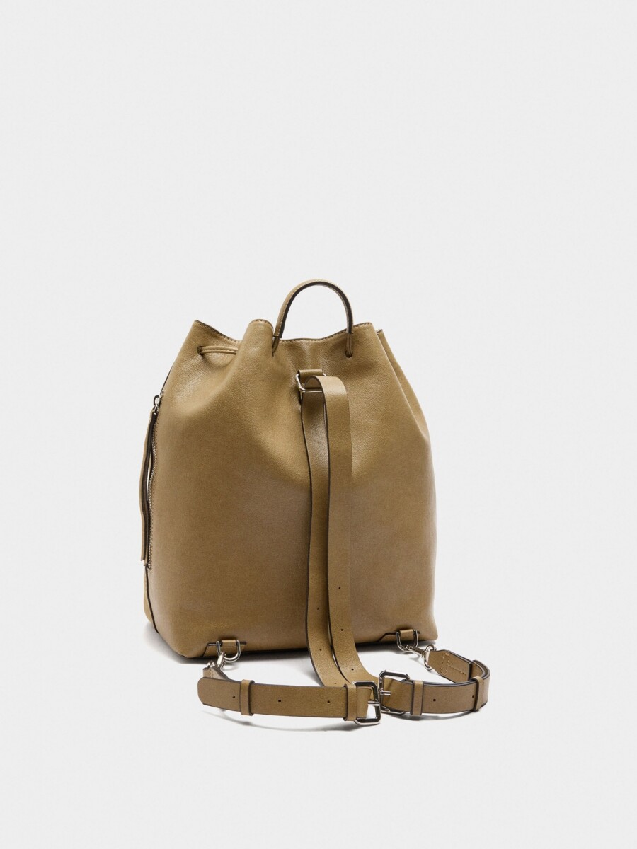 Mochila Con Piel camel