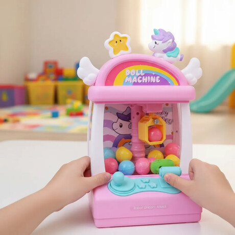 Máquina Atrapa Premios Infantil Con Luces Sonidos Unicornio Rosa