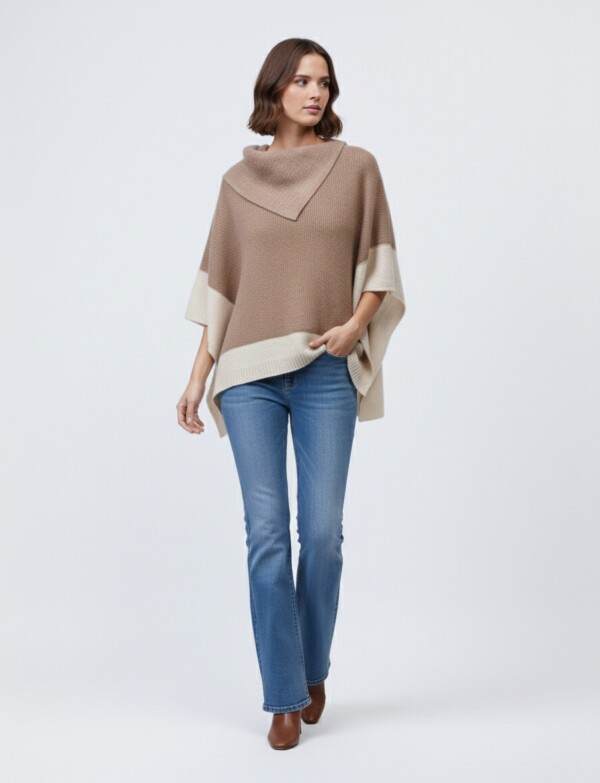Poncho Colorblock TOSTADO/MULTI