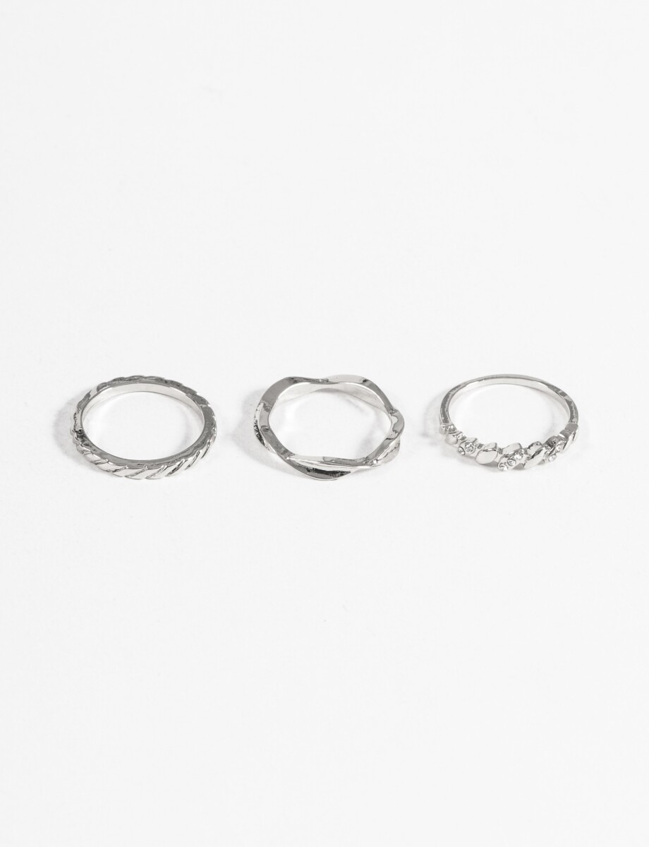 Set anillos wavy - plateado 