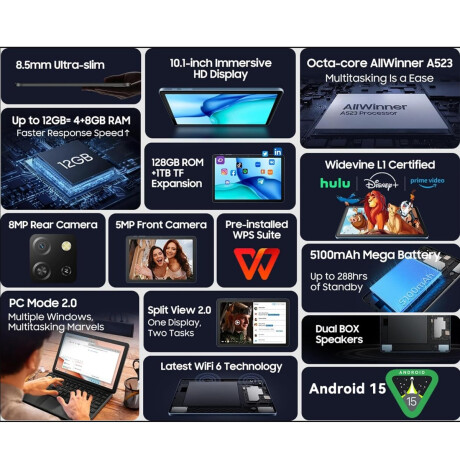 Tablet Blackview Tab 60 Pro 128GB 24GB 10.1" con Teclado Tablet Blackview Tab 60 Pro 128GB 24GB 10.1" con Teclado
