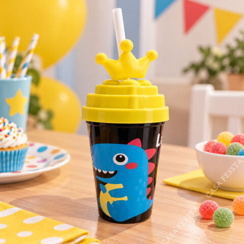 Vaso Dino 400ML Amarillo