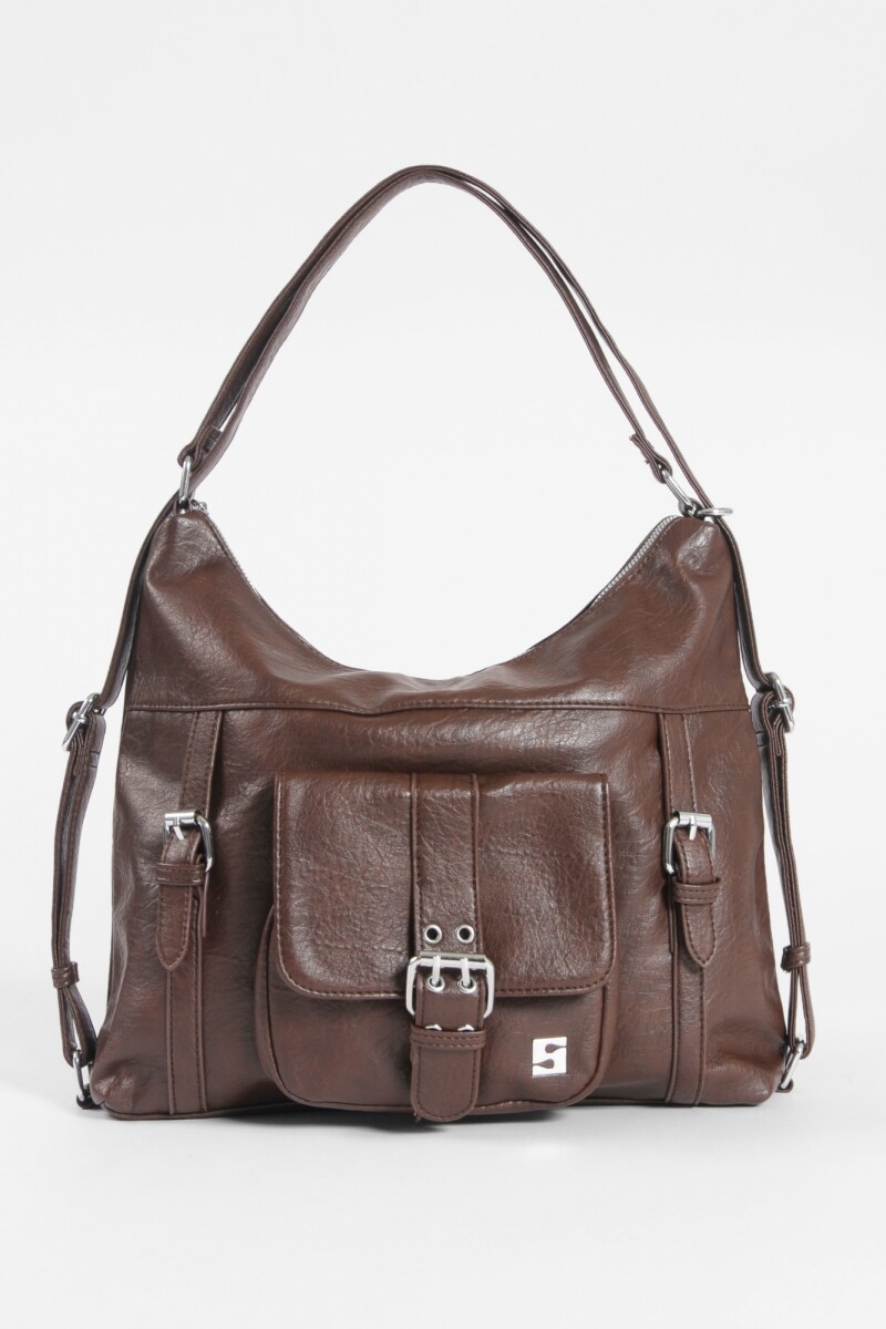 Hobo mochila con hebilla marrón