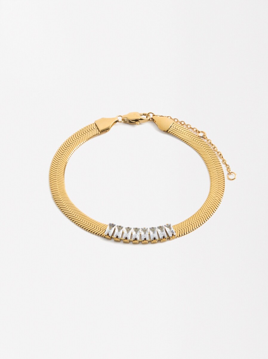 Pulsera Con Cristales - Acero Inoxidable - dorado 