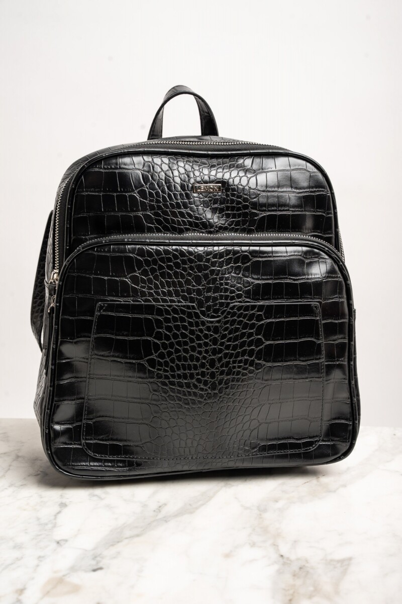 Mochila Midi Croco Negro