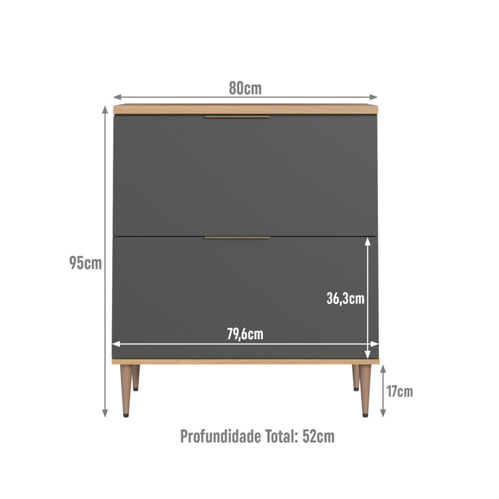 Módulo bajo ALICE 0,80 m 2 cajones, color Grafito Módulo Bajo Alice 0,80 M 2 Cajones, Color Grafito