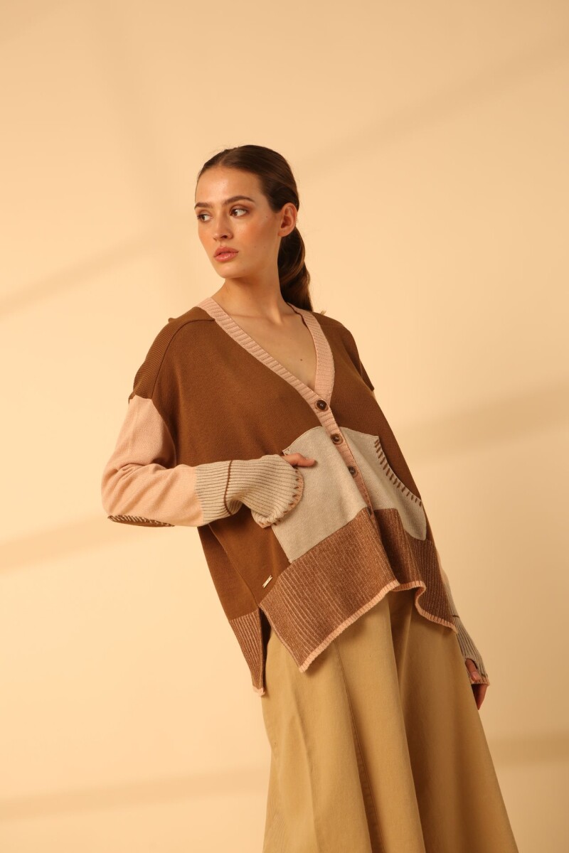 Saco New Espiga Camel, rosa y beige