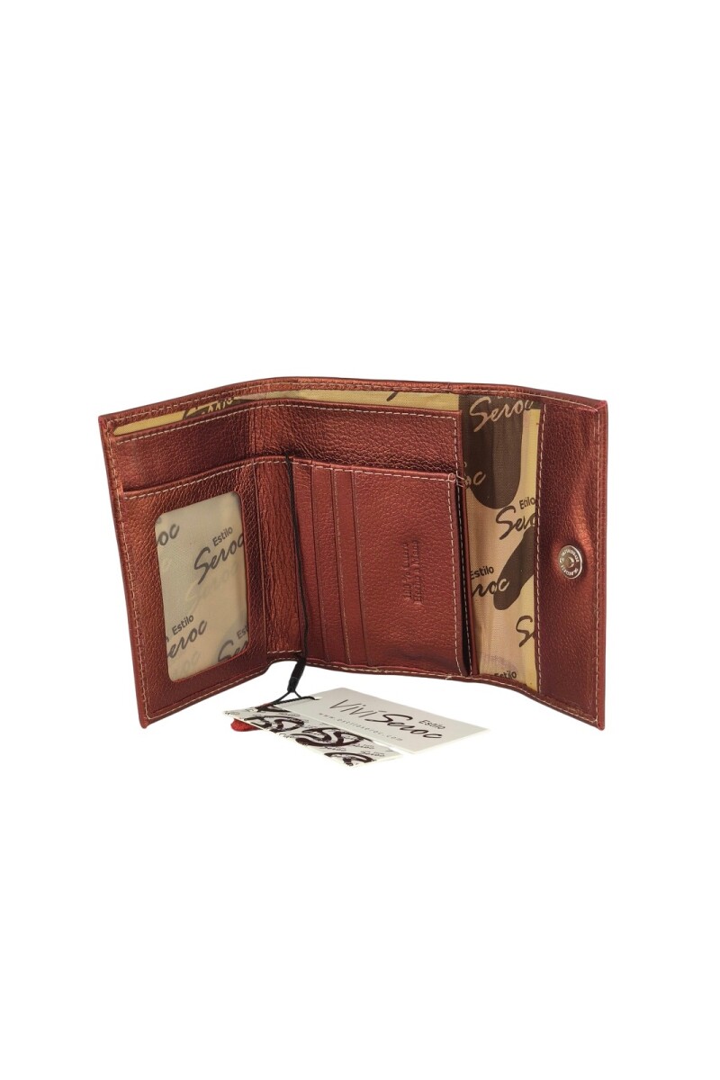 Billetera Compacta de Dama en Cuero Genuino | Cierre Magnético y Lujo Cobre