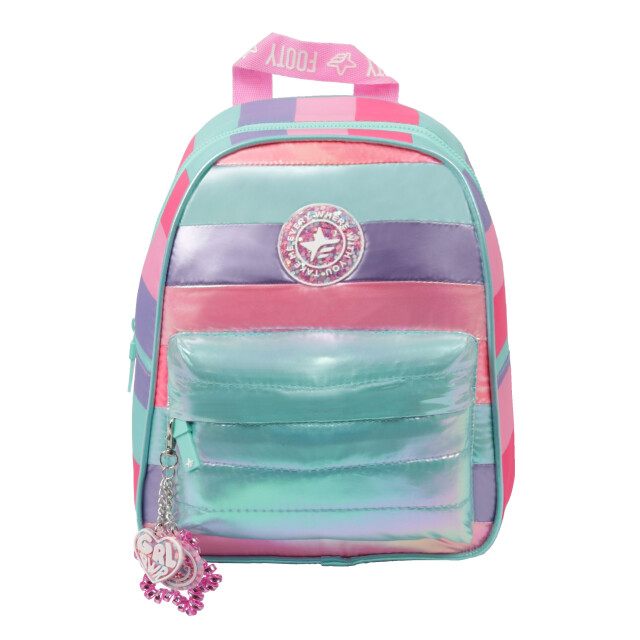 Mochila Infantil Footy Emoticon Verde Agua - Violeta - Rosado