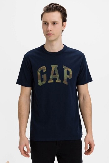 Remera Logo Gap Camo Hombre Tapestry Navy