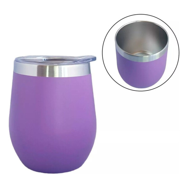 Set Termo 1L Goldtech Mate Con Tapa 230 ML Acero Inoxidable Variante Color Violeta
