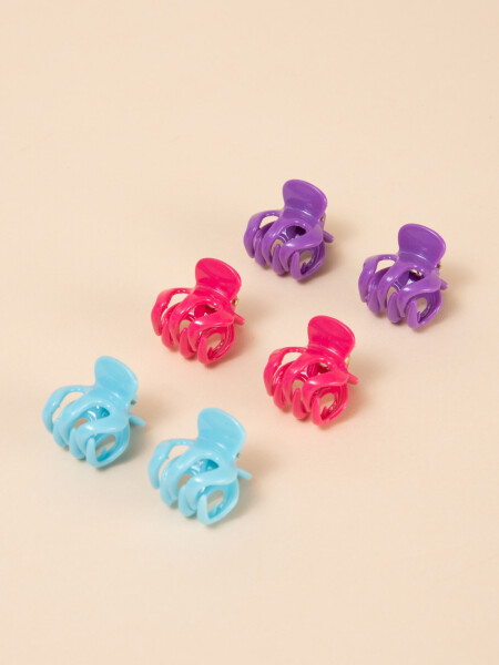 Pinza para el pelo pack x6 Lila, Fucsia Y Turquesa