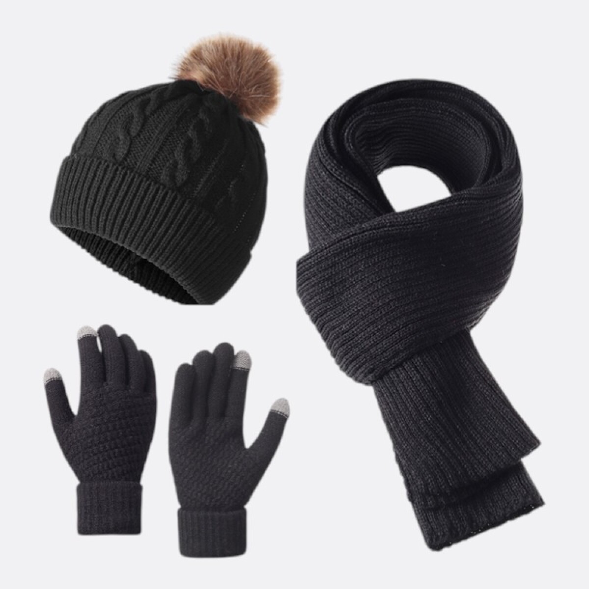 Set Abrigo Essential Winter Tres Piezas Adulto - Negro 