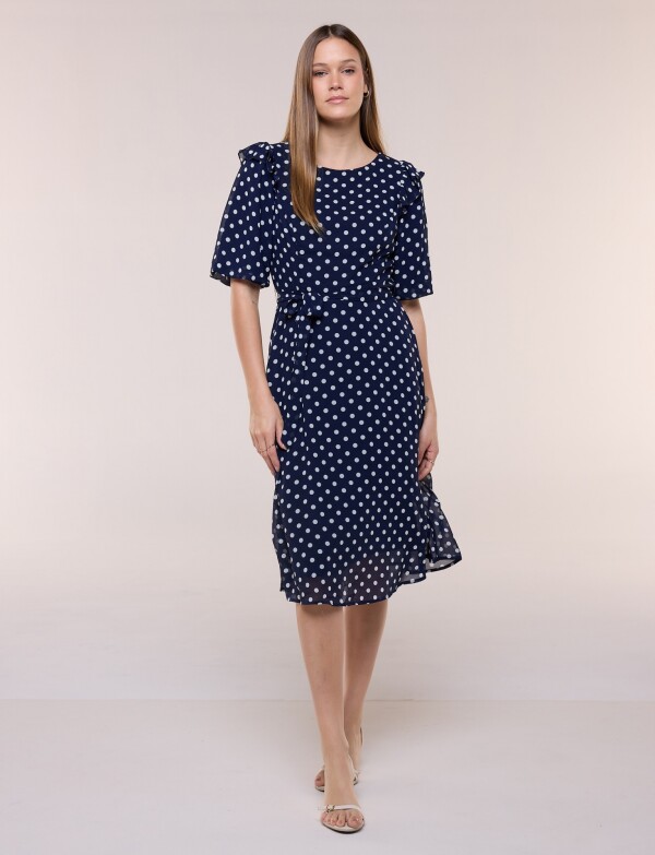 Vestido Lazo Lunares AZUL/BLANCO