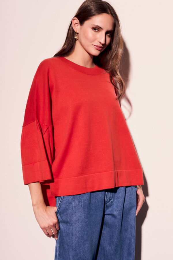 Sweater Manga Volados Rojo