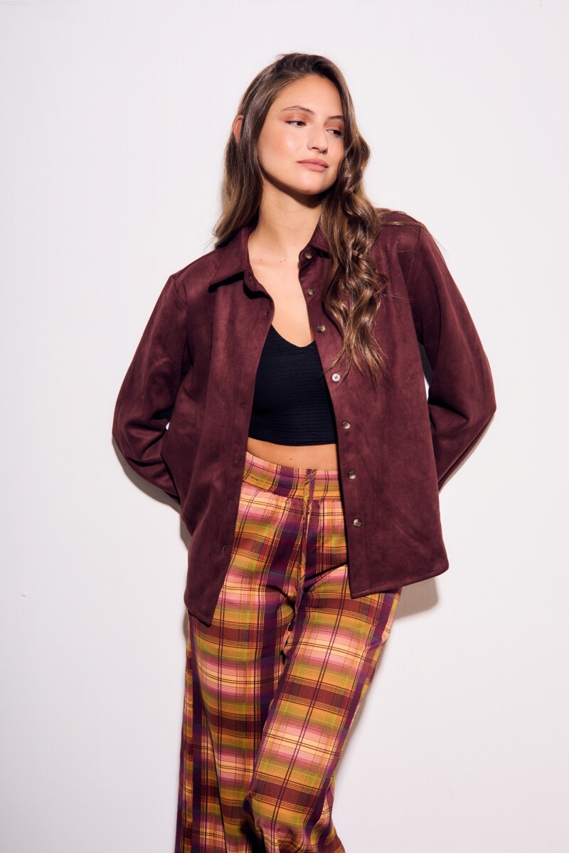 Camisa Gamuza Cuero Vegano Bordeaux