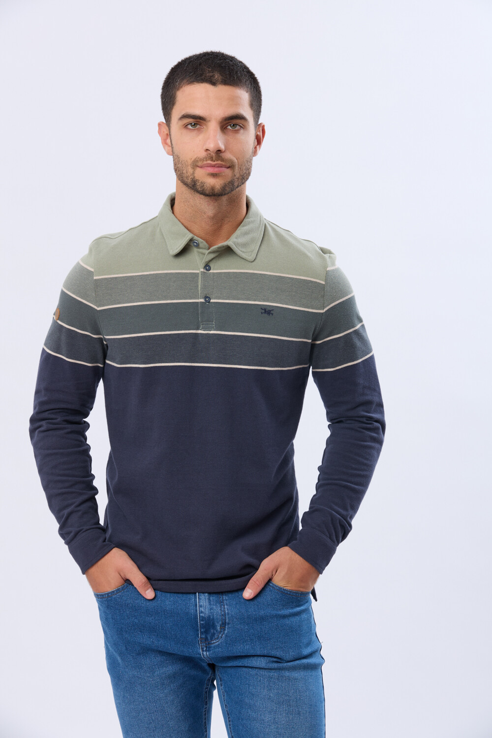 REMERA POLO PIQUE RAYADA Verde