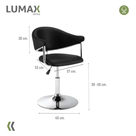 Silla Taburete Butaca con Respaldo en Cuero Lumax Modelo Chuck Negro