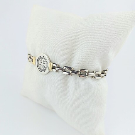 Pulsera religiosa de plata 925 con detalles de double en oro 18Kts , SAN BENITO. Pulsera religiosa de plata 925 con detalles de double en oro 18Kts , SAN BENITO.
