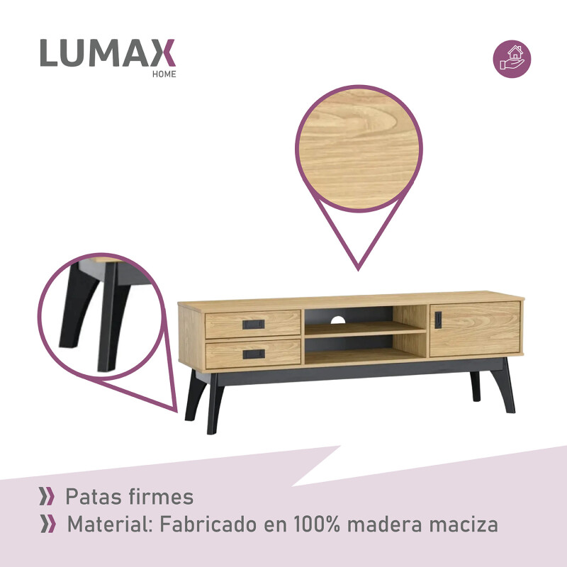 Rack Tv Living Lumax 2 Cajones 1 Puerta 100% Madera Maciza Rack Tv Living Lumax 2 Cajones 1 Puerta 100% Madera Maciza