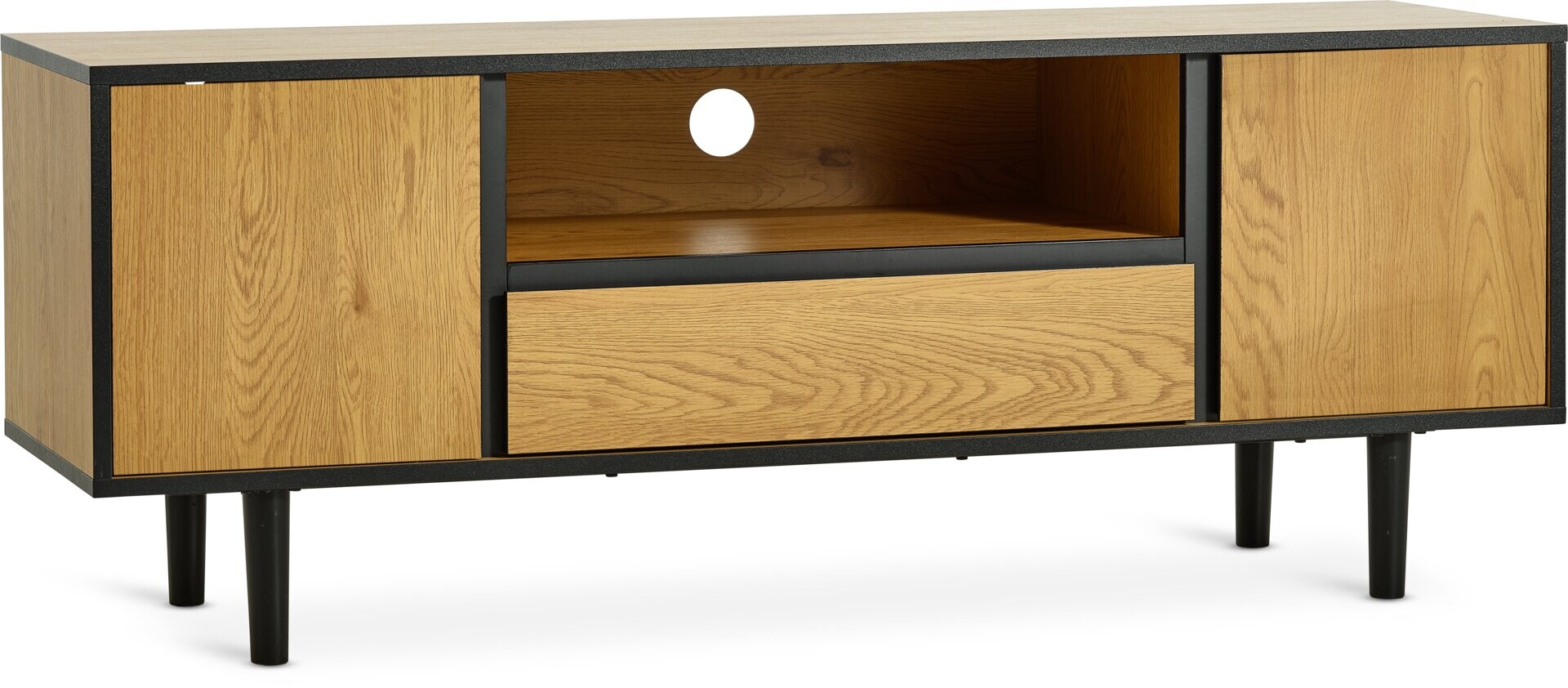 Mueble TV ODENSE 2 puertas 1 cajón roble/negro 