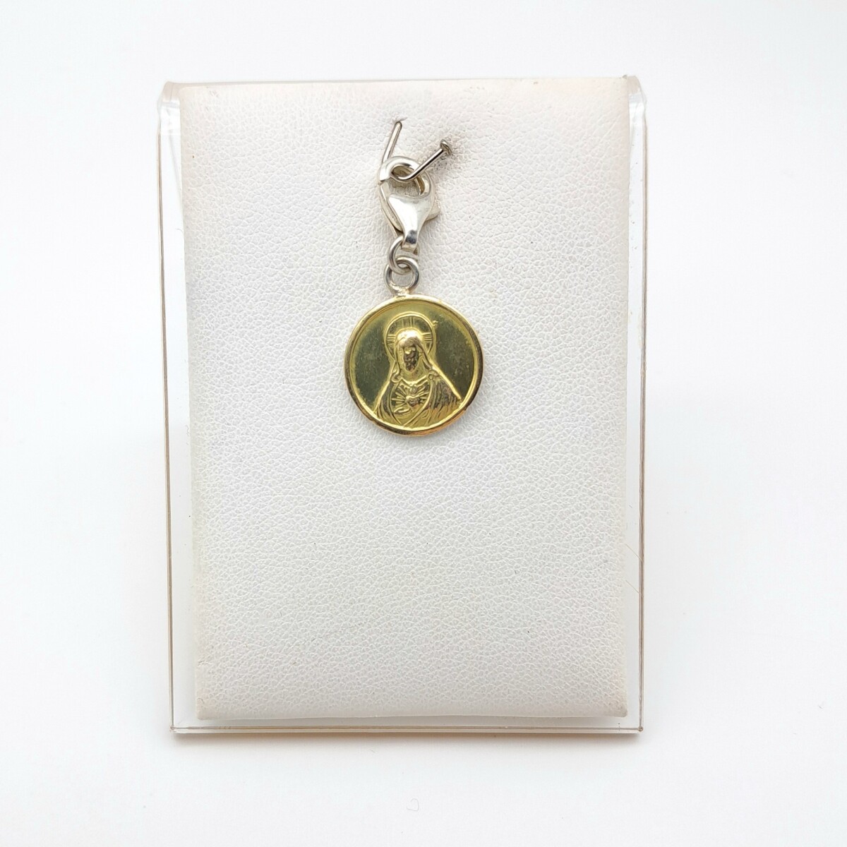 Medalla religiosa de plata 925, double en oro 18 ktes, SAGRADO CORAZON. 