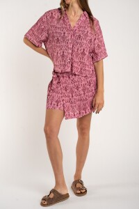 Camisa Estampada Lurex Rosa